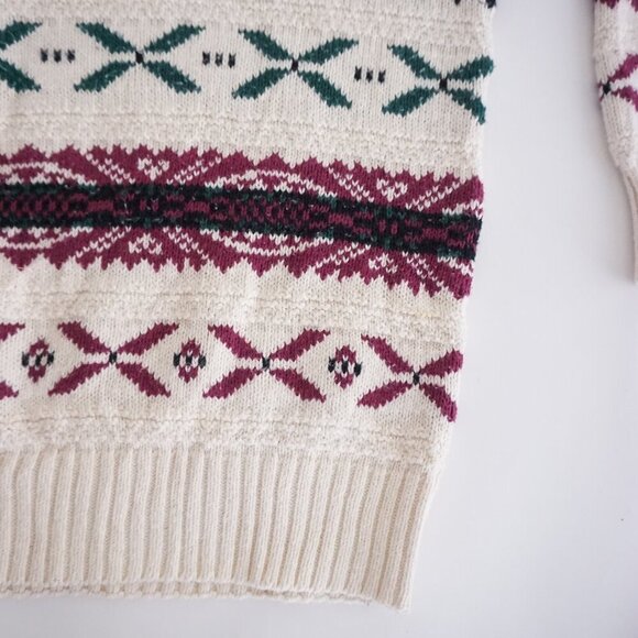 Vintage '90S New Yorker Cream Maroon 3D Eclectic Grandpa Crewneck Sweater XL - Picture 5 of 11